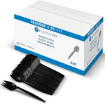 Plasticpro disposable plastic sporks front view of bulk packaging