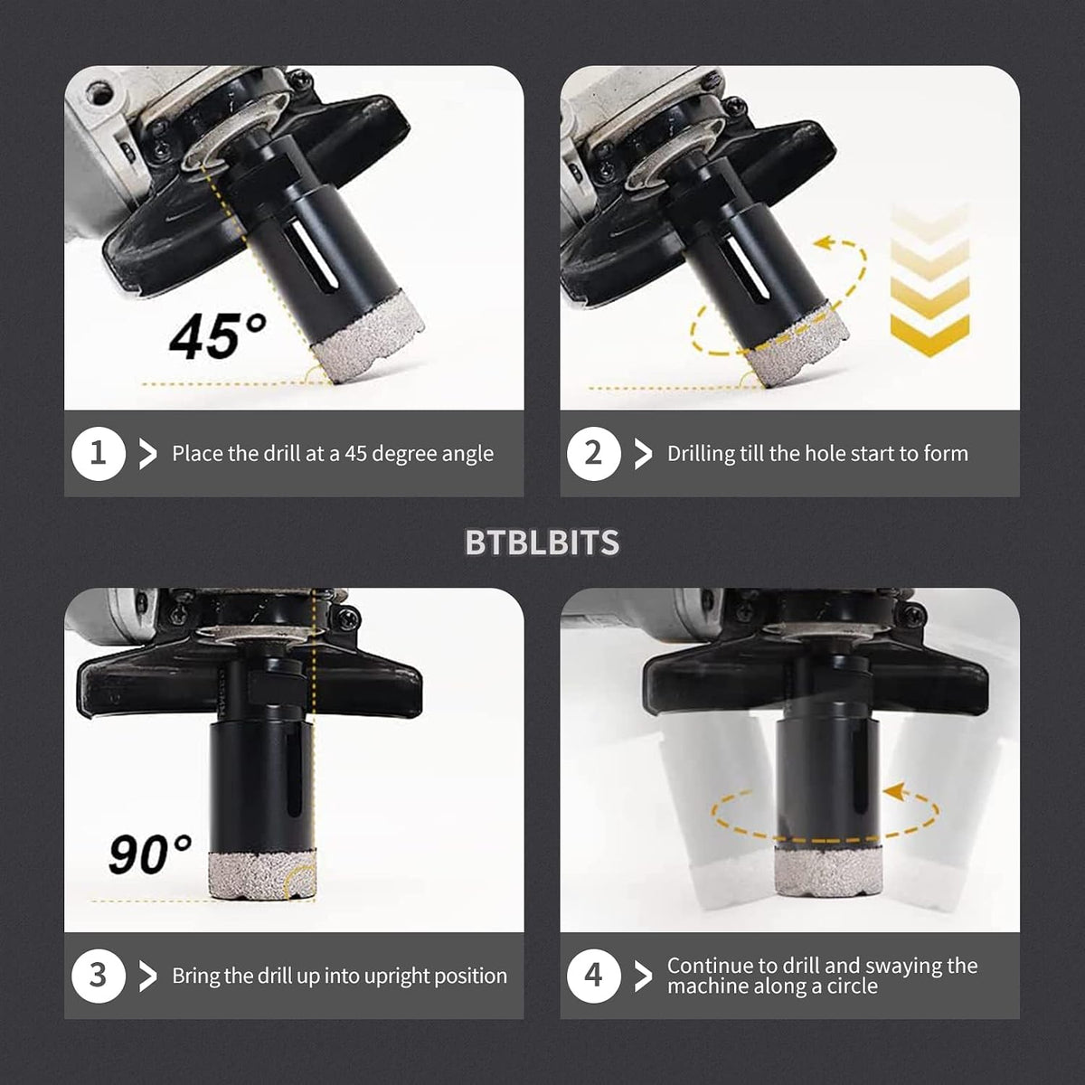 BTBLBITS core drill bit cutting porcelain and granite
