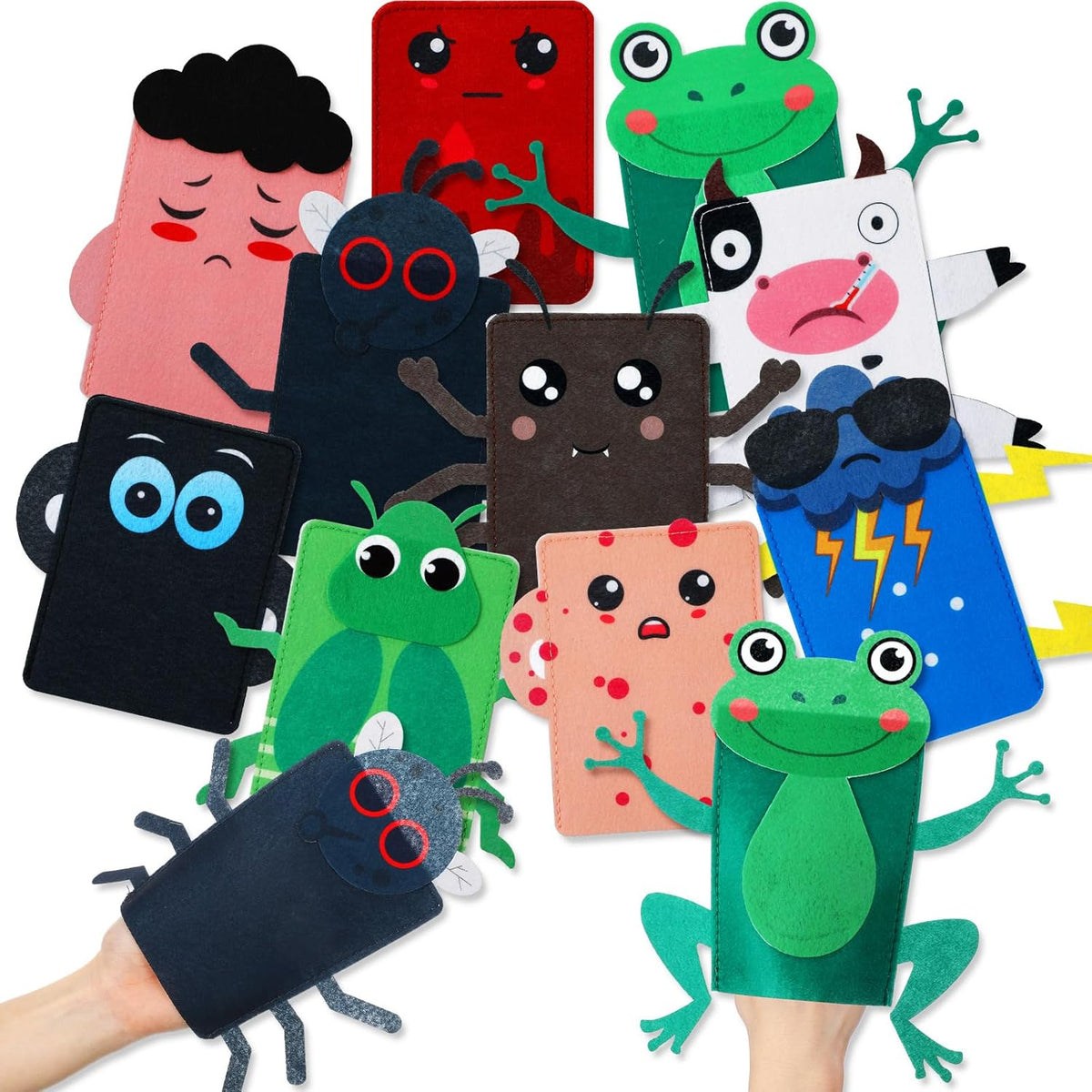 Outus 20 Pcs Passover Hand Plagues Puppet Kit front view set