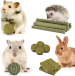 ERKOON small pet molar toys collection including hay cakes and sticks for teeth grinding