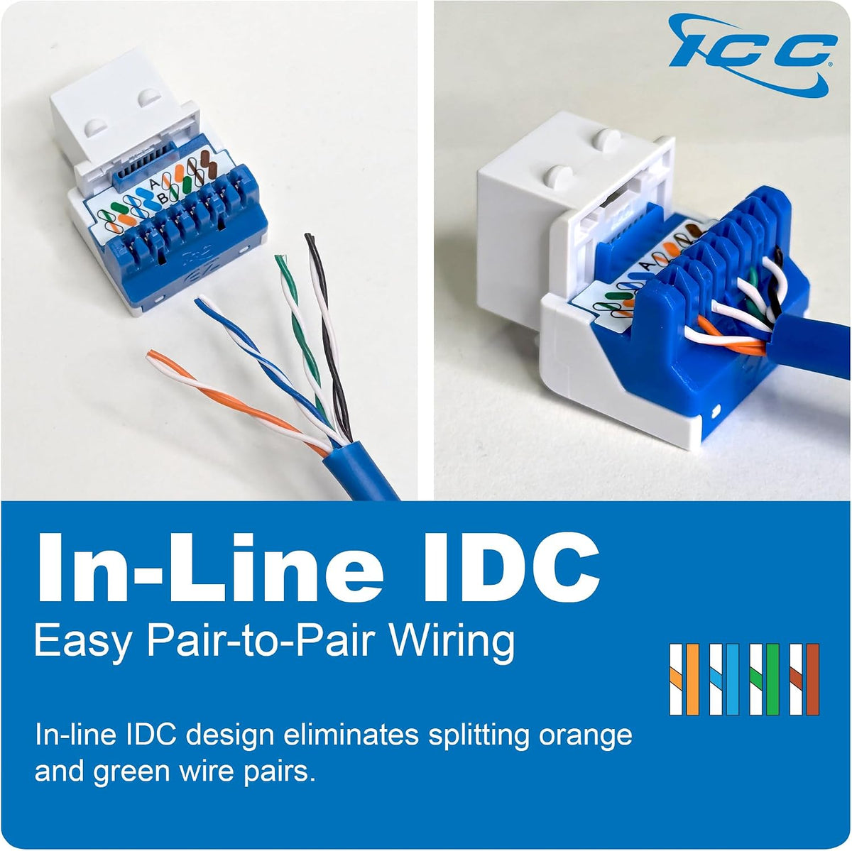 ICC CAT5e keystone module side profile