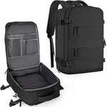 Coowoz large travel backpack front view in black color