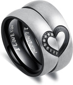 His & Hers Real Love Heart Promise Ring Stainless Steel Couples Wedding Engagement Bands Top Ring, 6mm - Image 9