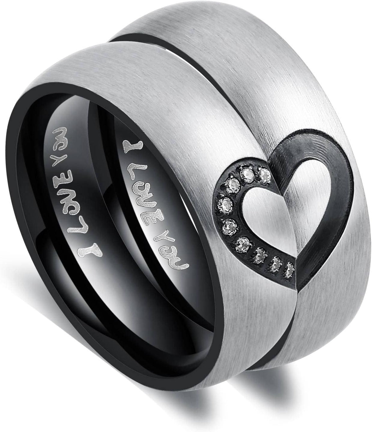 His & Hers Real Love Heart Promise Ring Stainless Steel Couples Wedding Engagement Bands Top Ring, 6mm - Image 9