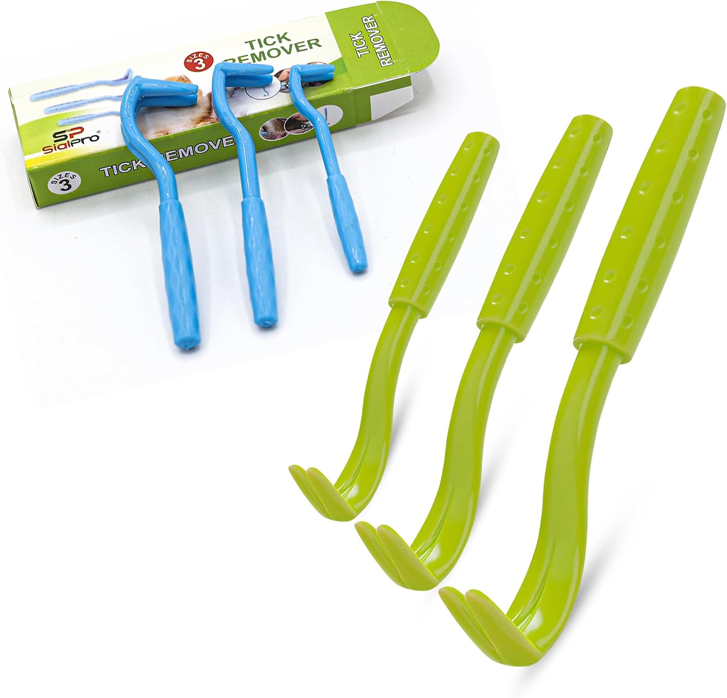 SialPro tick remover tools kit blue set of three hooks front view