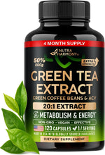 Nutraharmony Green Tea Extract 20:1 front view supplement bottle