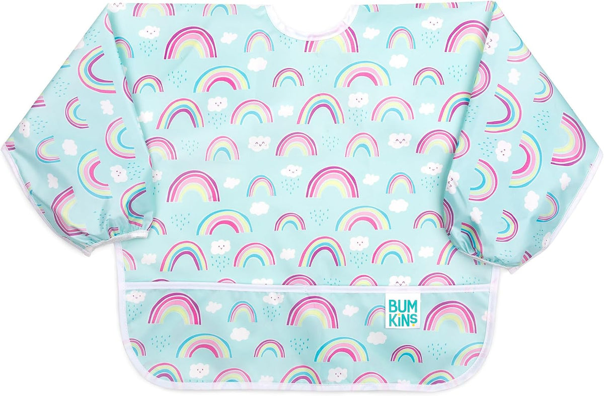 Bumkins Sleeved Bib for Girl or Boy, Baby and Toddler for 6-24 Mos, Essential Must Have for Eating, Feeding, Baby Led Weaning Supplies, Long Sleeve Mess Saving Food Catcher, Soft Fabric, Gray Chevron - Image 11