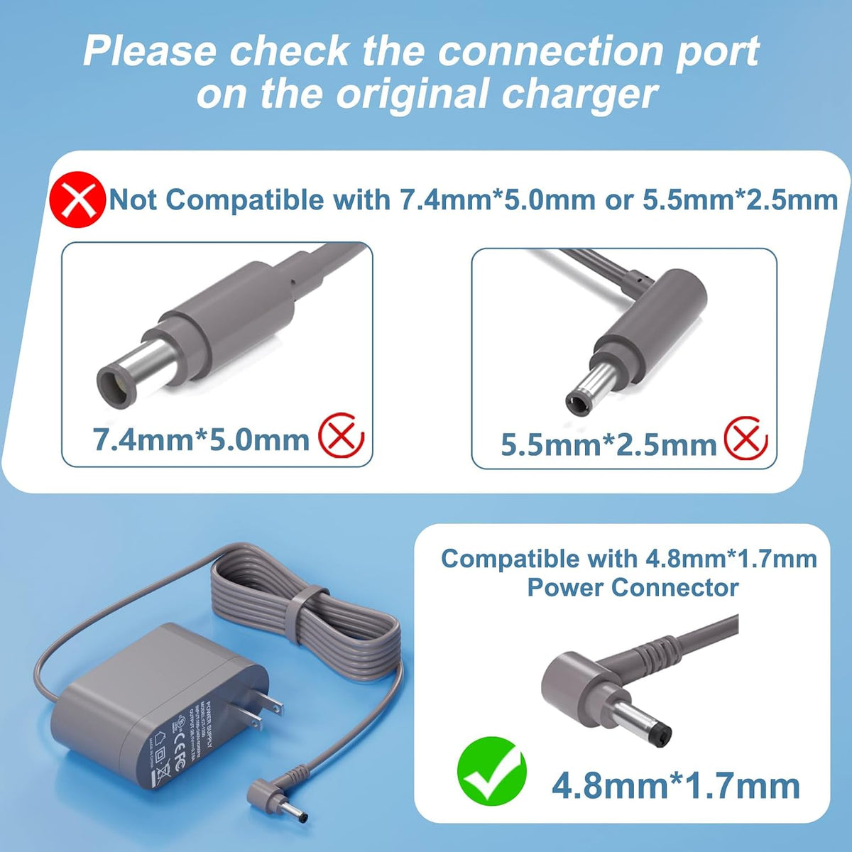 30.45V Replacement for Dyson Vacuum Charger for Dyson V10 V11 V12 V15 SV12 SV14 SV16 SV20 SV22 Absolute Animal Motorhead Cordless Vacuum Power SupplyOnly Compatible with Listed Models - Image 9