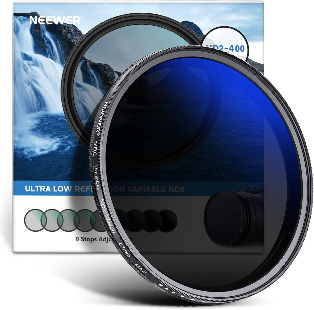 Neewer 67mm MRC Variable ND Filter front view for DSLR cameras