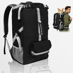 ZIPOWEY dog carrier backpack front view in solid black color showcasing the premium honeycomb mesh panel and robust zipper enclosures.