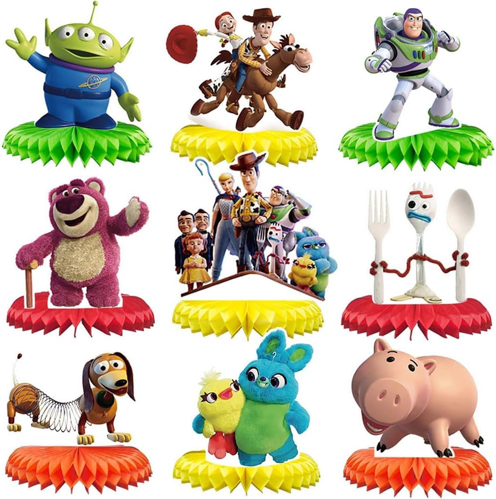 Tihufe Toy Story 9 piece honeycomb centerpiece set on table