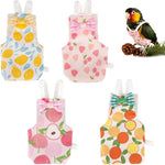 Fukaisu reusable bird diapers front view featuring colorful fruit patterns for small parrots.