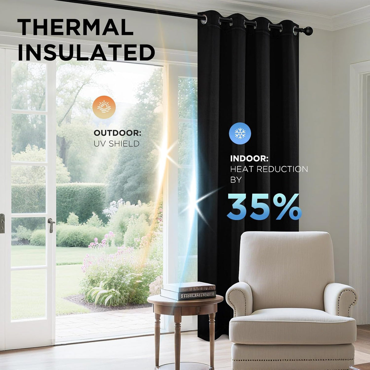Joydeco 108 inch curtain set installed in living room