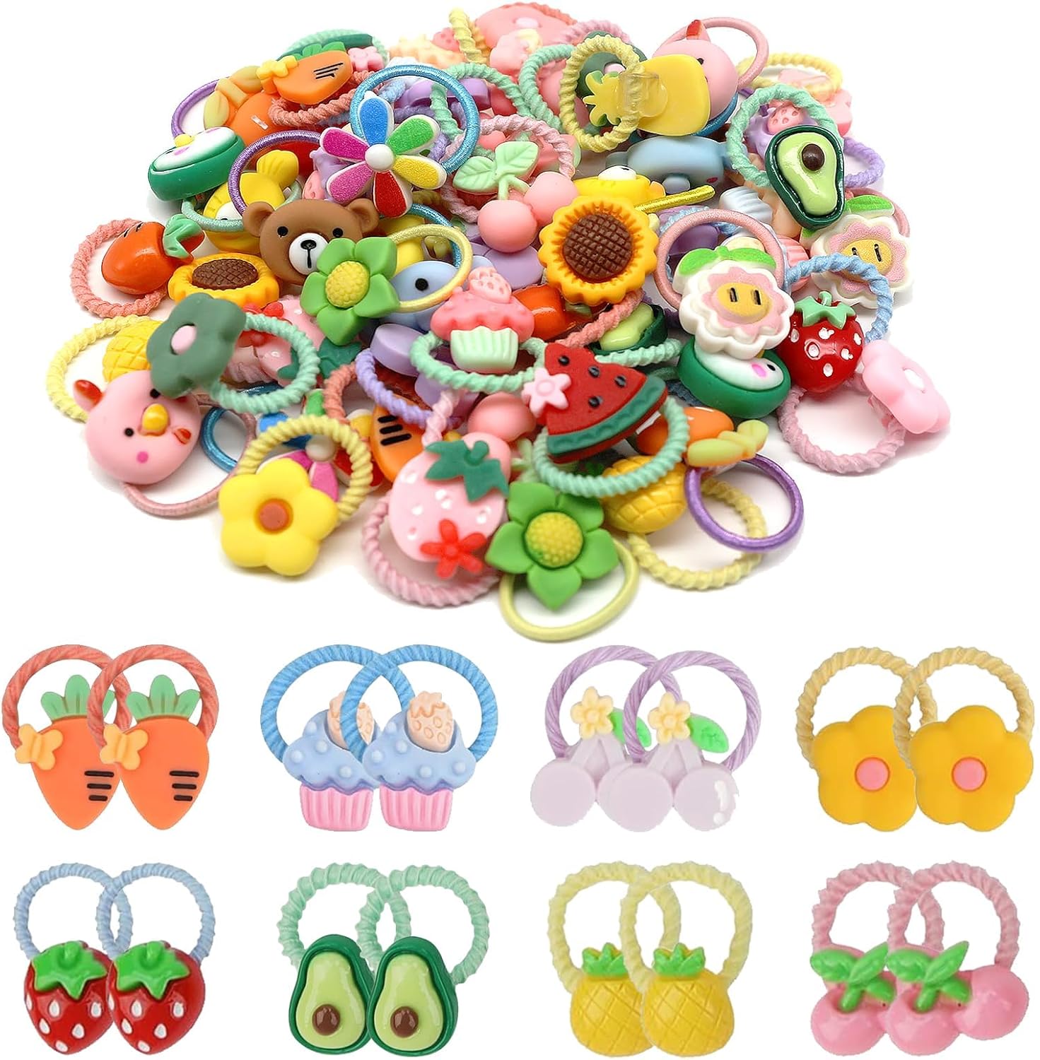 BlueZOO 60-piece baby hair ties set front view