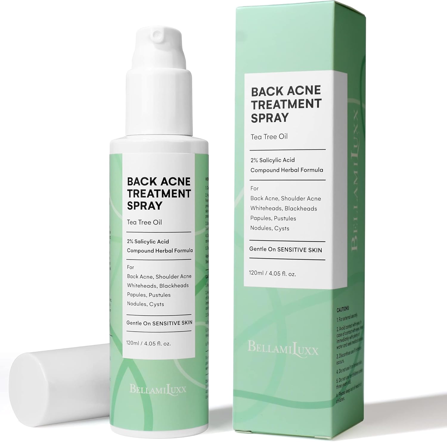 BellamiLuxx bacne spray with 2 % salicylic acid for clearing body breakouts