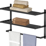Bethom Bathroom Towel Rack with Bars, 16 Inch Towel Shelf, Matte Black | 3-Tier Hotel Towel Racks for Bathroom Wall Mounted, Bath Towels Storage, Stainless Steel - Image 11