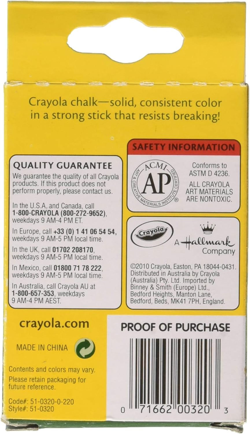 Crayola 12 count white chalk box open display