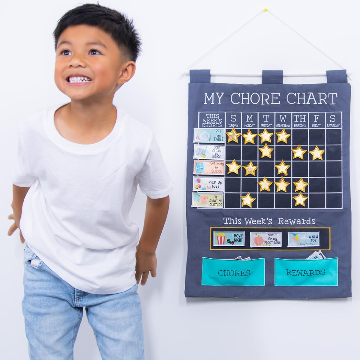 Full view of the educational wall chart in a child room