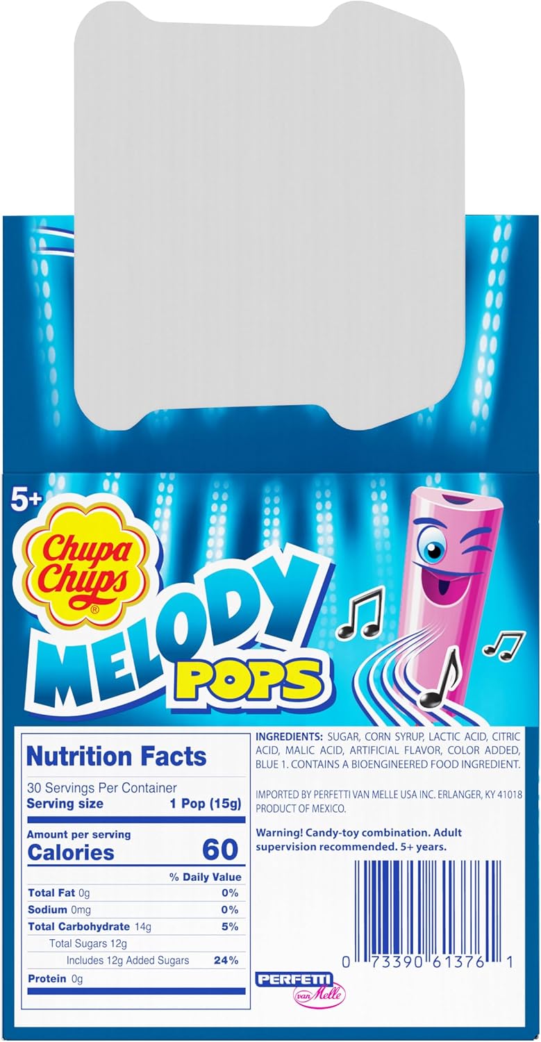 Bulk 30 piece packaging of authentic Chupa Chups interactive musical lollipops.