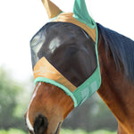 Harrison Howard Pro Luminous Horse Fly Mask Large Eye Space Half Face with Ears UV Protection for Horse Coral Orange/Navy M - Image 15