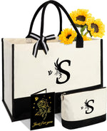 Gifts for Women,Canvas Tote Bag with Makeup Bag,Wedding Bride Birthday Gift - Image 12