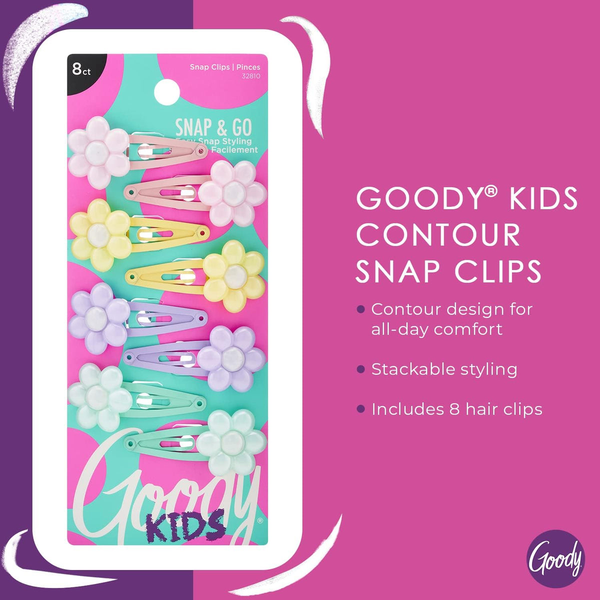 Goody kids daisy charm hair clips pack of 8 laid out flat