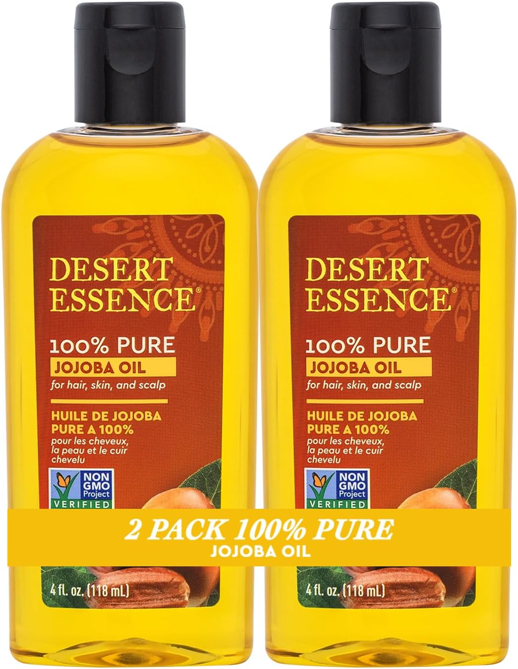 Desert Essence pure jojoba oil front view bottle container