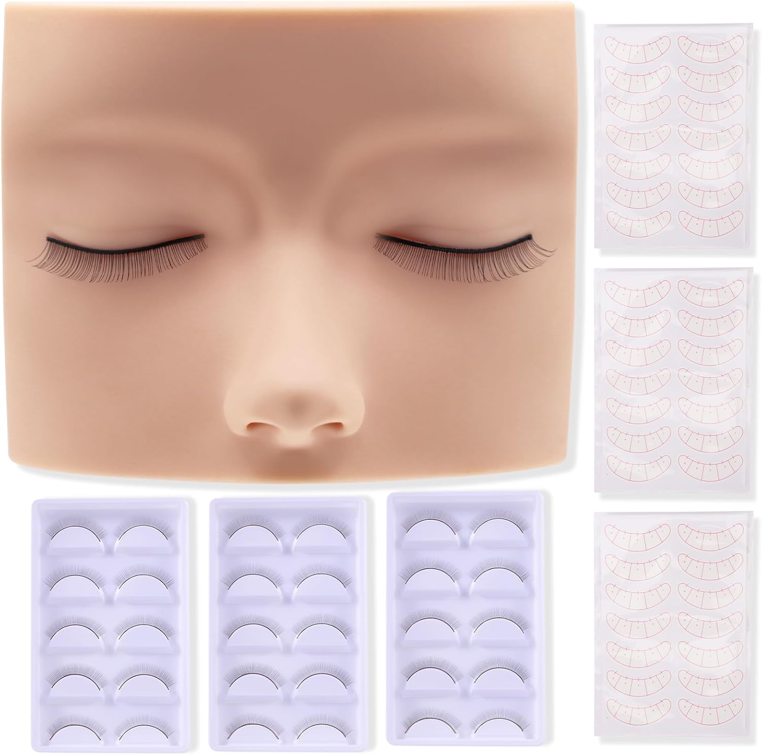 Lash Extension Practice Kit, Eyelash Extension Training Kit for Beginners, Professional Eyelash Mannequin Head Set with Practice Lashes Lash Supplies - Image 1
