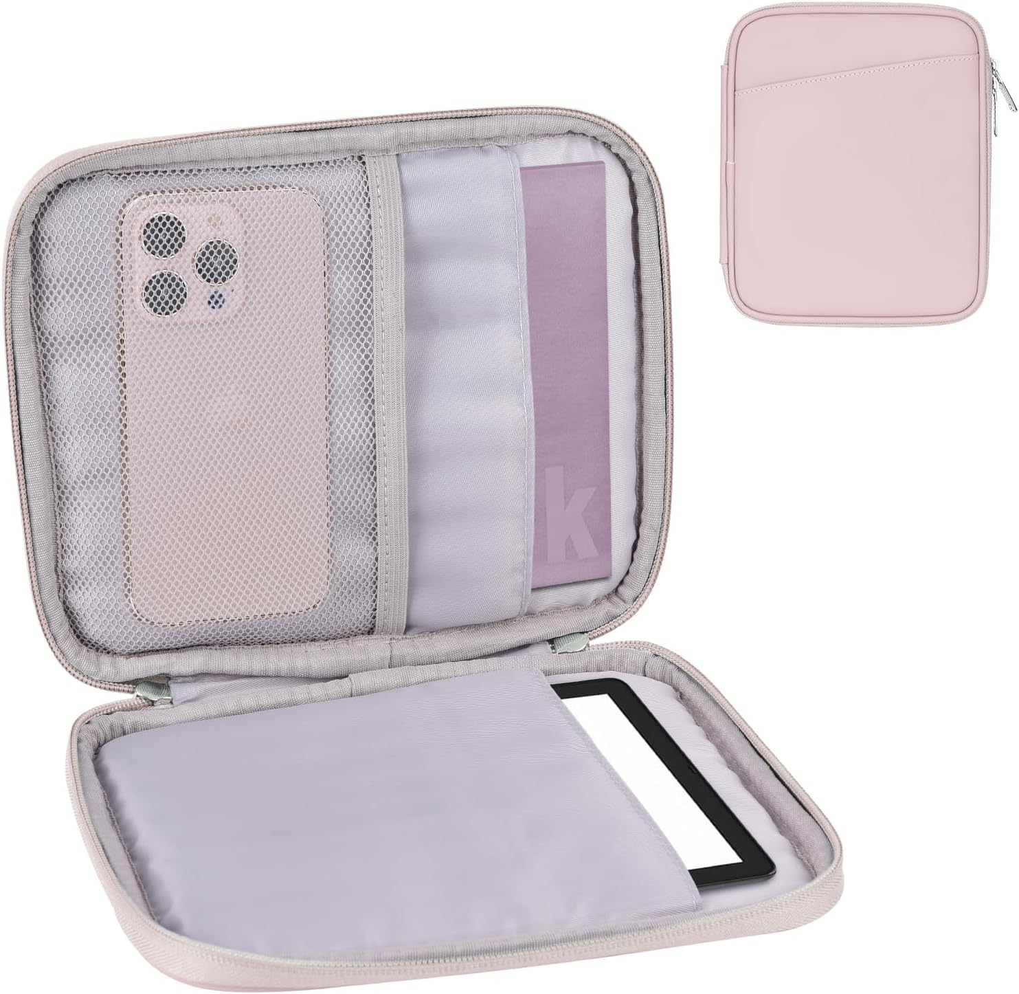Cayeelu padded sleeve pouch pink front view