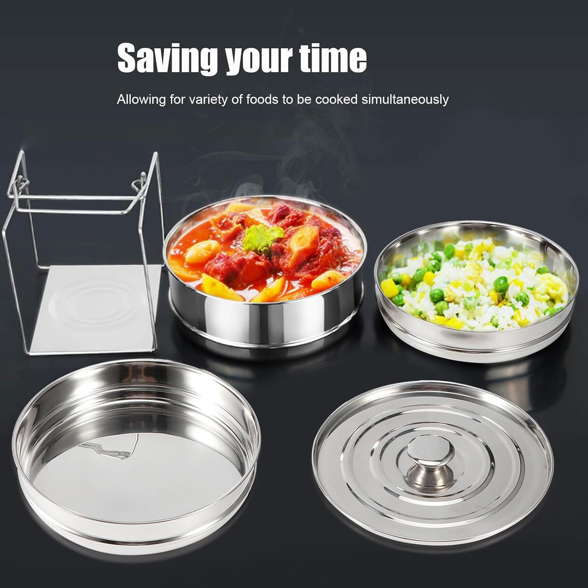 Ejoyous 3 tier cooker pot set showing modular stacked layout