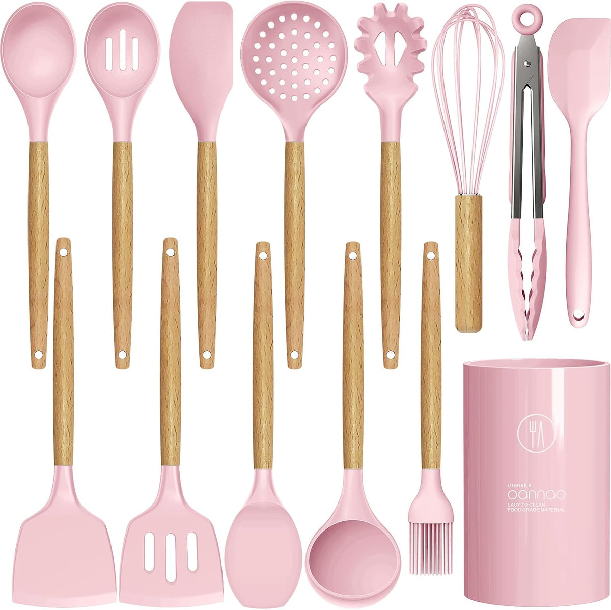 Oannao silicone kitchen utensils set front view