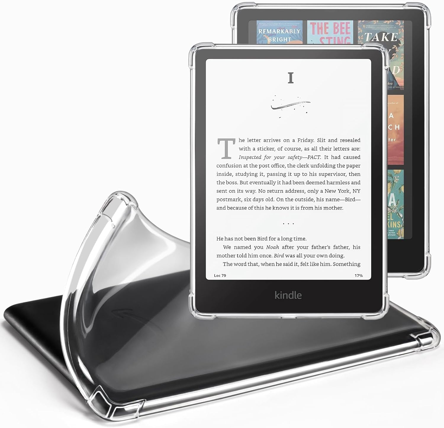 CoBak clear silicone back case for Kindle Paperwhite 12th Gen front view