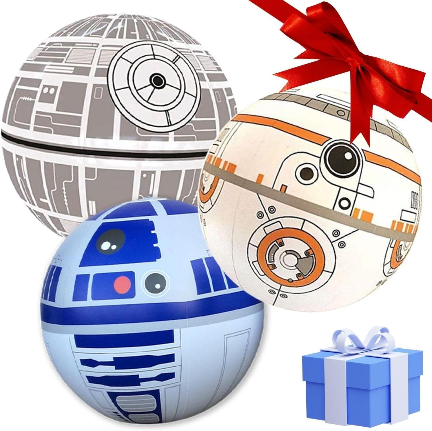 Ninostar Large Play Balls Set of 3 front view showing galactic patterns for pool toys.