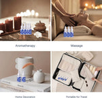Portable travel-sized ceramic perfume and essential oil vials arranged together