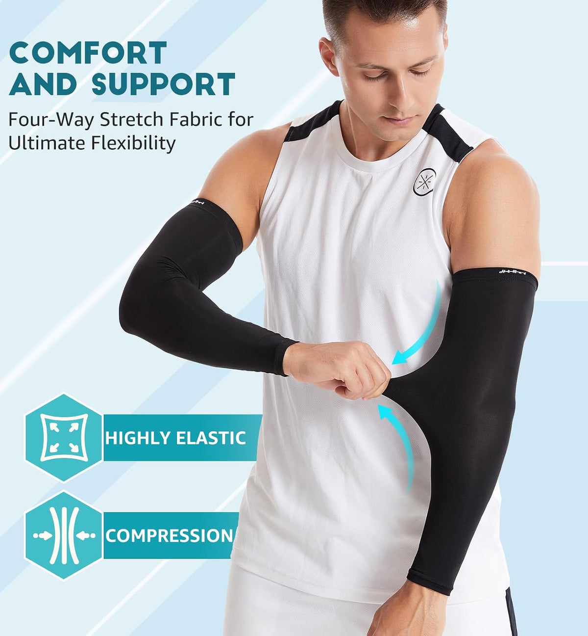 Arm Compression Sleeves for Men Women Youth, UV Protection 20-30mmHG Support Tattoo Cover, Breathable Moisture-Wicking - Image 3