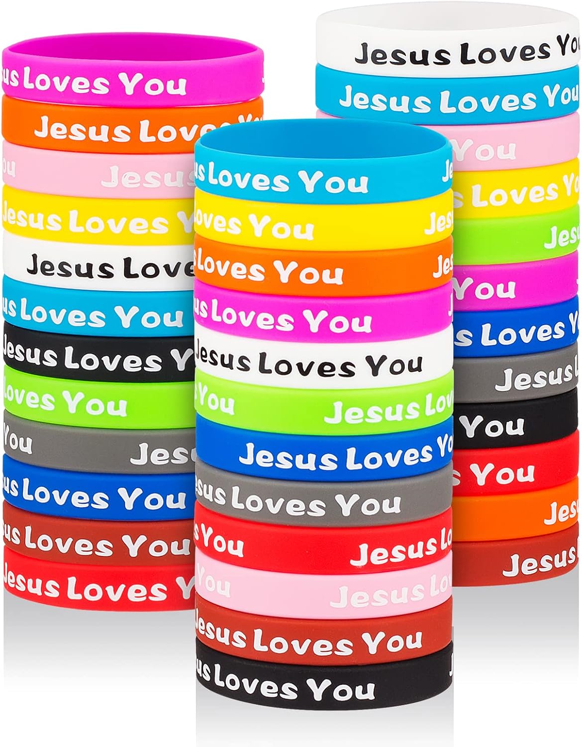 Hexiaoxiao Jesus Loves You rubber bracelets front view
