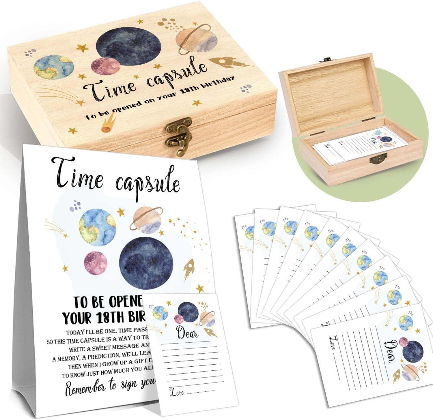 Deanhot Planet Memory Time Capsule wooden box front view