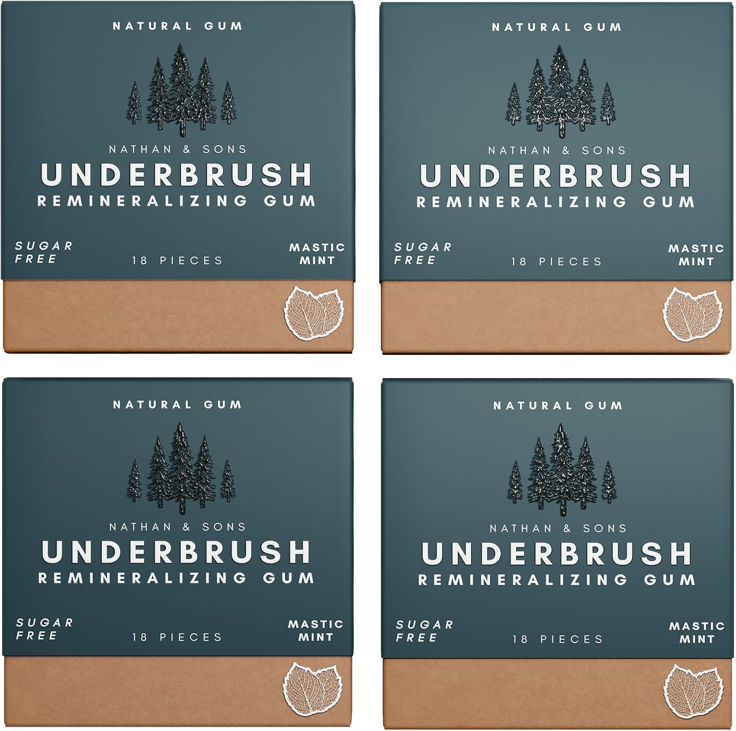 Nathan and Sons Underbrush Mastic Mint Remineralizing Gum front view packaging