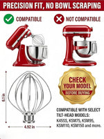 K45WW Wire Whip for KitchenAid Tilt-Head Mixer,6-Wire Whisk Attachment Replacement for 4.5QT/5QT Models K45SS KSM110 KSM75 KSM90 KSM100, Aluminum Head with Stainless Steel Wires, Hand Wash Only - Image 4