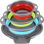 Cluren kitchen strainer collapsed flat to under 3.5 centimeters thickness.