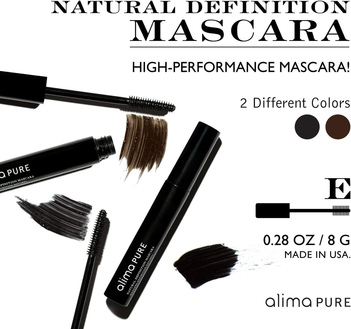 Alima Pure Black Mascara wand and bristle detail