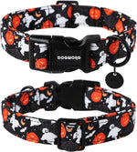 DOGWONG fall Halloween dog collar pattern closeup