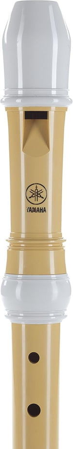 Yamaha soprano recorder in key of C displayed with included cotton case