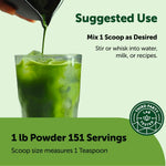 Prepared creamy green tea matcha latte in a glass cup