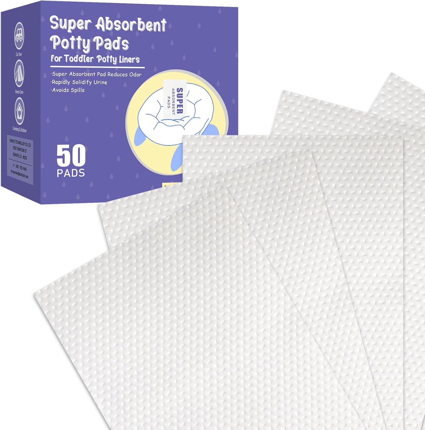 Jojhdr disposable potty absorbent pads 50 pack front view