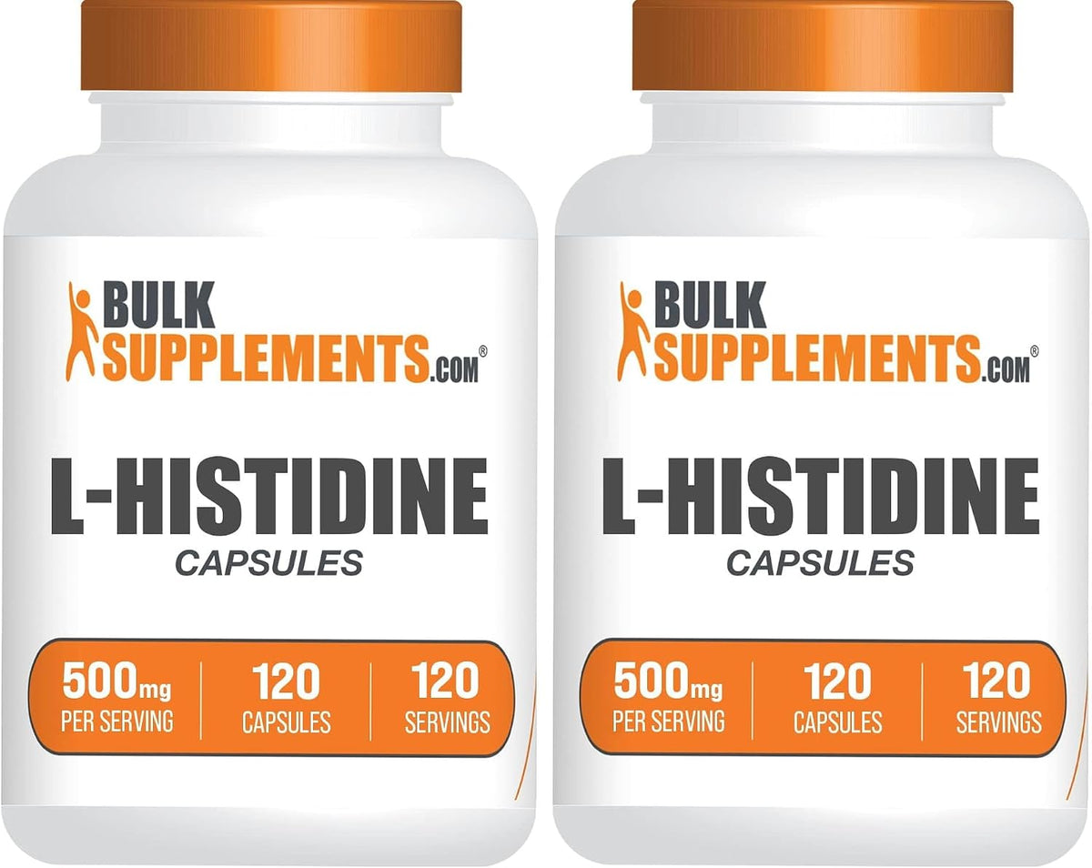 BulkSupplements L-Histidine lifestyle bottle display for daily immune and nerve support