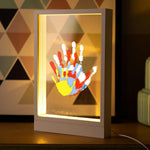 CHERRY CHEERS family handprint kit front view with glowing LED light frame