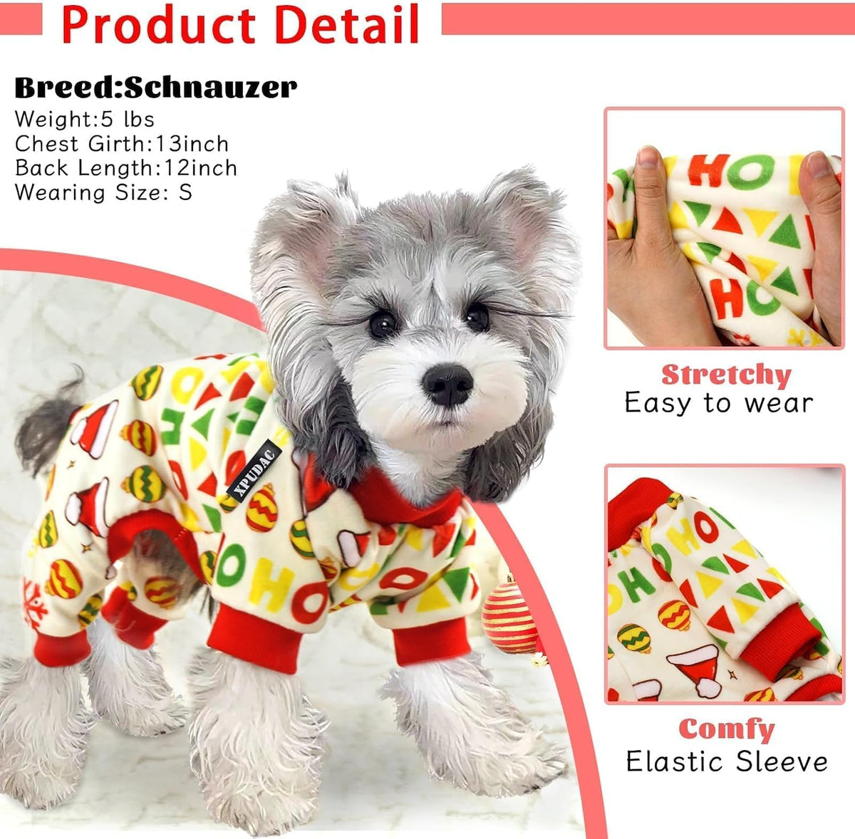 XPUDAC holiday pet clothes Santa pattern