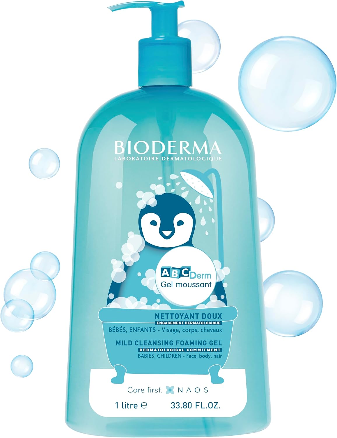 Bioderma ABCDerm baby cleanser pump bottle side profile