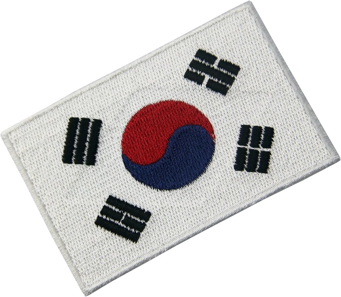 EmbTao South Korea flag patch showing heat seal backing